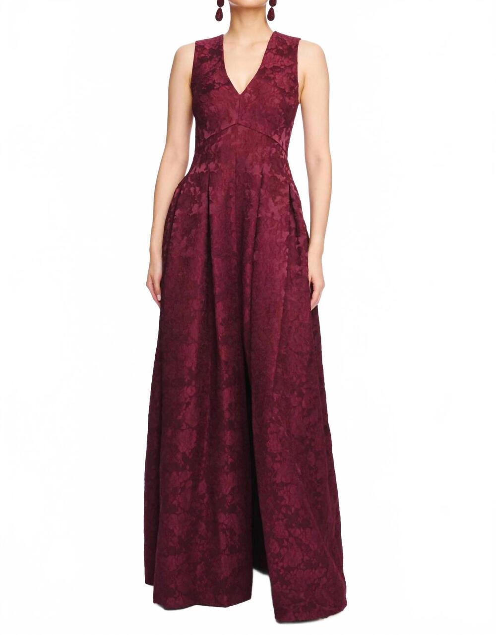 NEW SACHIN & BABI brooke v neck ball gown in burgundy